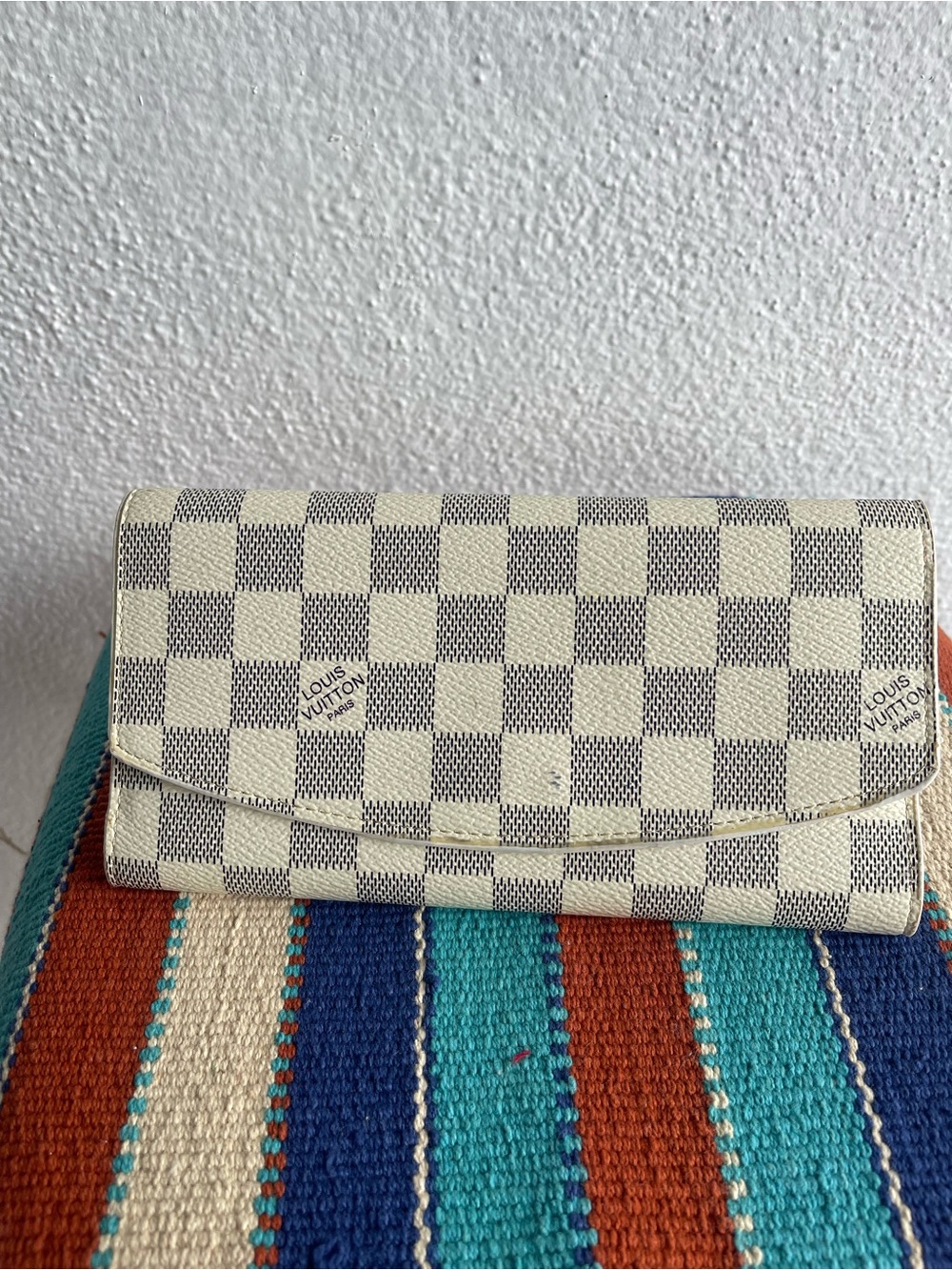 Louis Vuitton Cream and Gray Damier Azur Continental Wallet